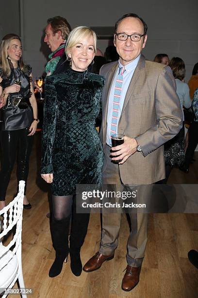 Sally Greene and Kevin Spacey attend the VIP backstage dinner ahead of this years Old Vic 24 Hour Musicals Celebrity Gala at The Old Vic Theatre on...