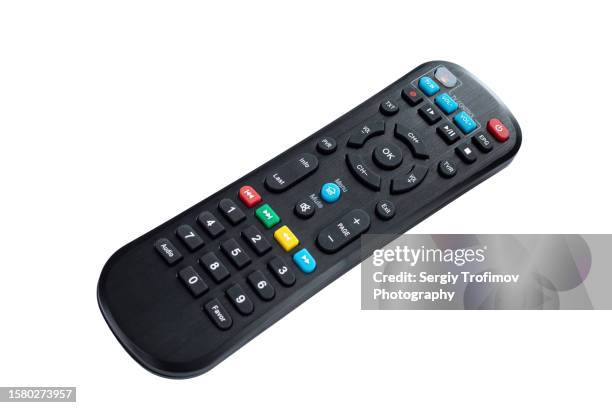 remote control with colorful buttons isolated on white background - radio controlled handset stock pictures, royalty-free photos & images