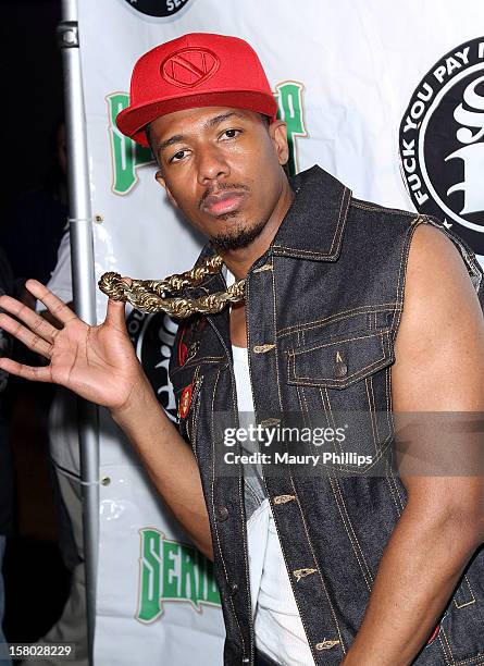 Actor Nick Cannon attends The Official International Players Ball 2012 and birthday celebration for Arch Bishop Don Magic Juan at Key Club on...