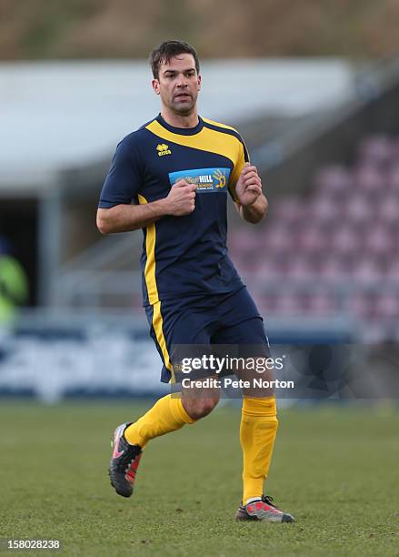 Presenter Gethin Jones in action during the William Hill Foundation Cup Celebrity Charity Challenge Match at Sixfields on December 9, 2012 in...