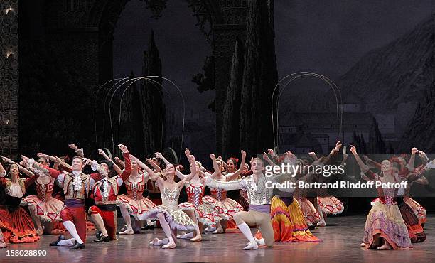 Dancers perform during the Don Quichotte Ballet Hosted By 'Reve d'Enfants' Association and AROP at Opera Bastille on December 9, 2012 in Paris,...