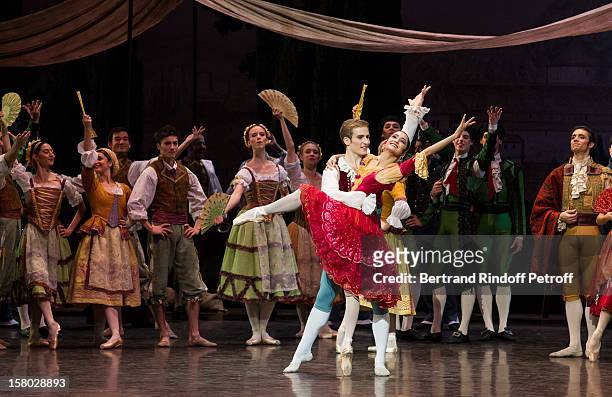Dancers Mathilde Froustey and Francois Alu perform during the Don Quichotte Ballet Hosted By 'Reve d'Enfants' Association and AROP at Opera Bastille...