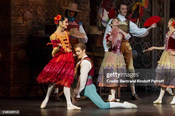 Dancers Mathilde Froustey and Francois Alu perform during the Don Quichotte Ballet Hosted By 'Reve d'Enfants' Association and AROP at Opera Bastille...