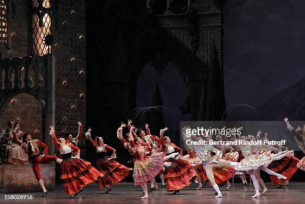 Dancers perform during the Don Quichotte Ballet Hosted By 'Reve d'Enfants' Association and AROP at Opera Bastille on December 9, 2012 in Paris,...