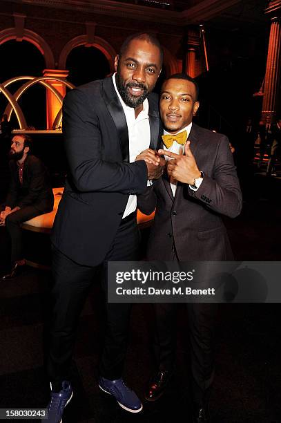 Idris Elba and Ashley Walters attend the Moet British Independent Film Awards at Old Billingsgate Market on December 9, 2012 in London, England.