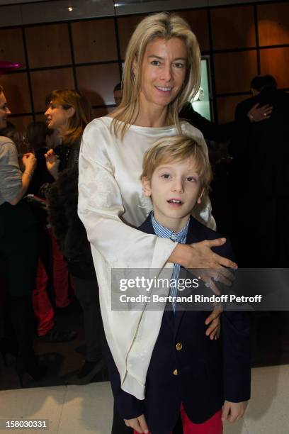 Valerie Hortefeux and her son Maxence Hortefeux pose during the Don Quichotte Ballet Hosted By 'Reve d'Enfants' Association and AROP at Opera...