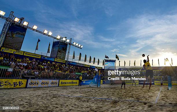 General view during a match as part of the 6th stage of the season 2012/2013 Circuit Bank of Brazil at Copacabana Beach on December 08, 2012 in Rio...