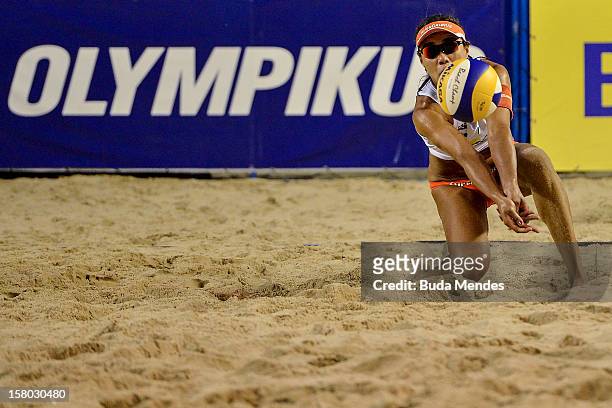 Juliana in action during a beach volleyball match as part of the 6th stage of the season 2012/2013 Circuit Bank of Brazil at Copacabana Beach on...