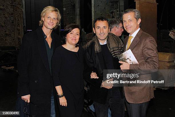 Arnaud Lemaire, Valerie Bernis, President 'Reve d'enfants' association, Pascal Houzelot, Pink TV president and Valerie Bernis' husband pose after the...