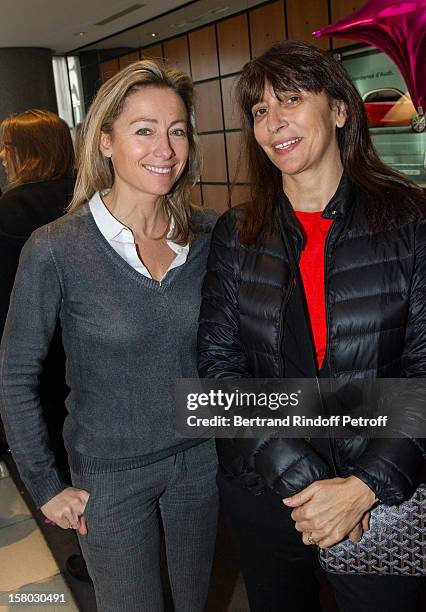 Anne-Sophie Lapix and Anne Marcassus pose before the Don Quichotte Ballet Hosted By 'Reve d'Enfants' Association and AROP at Opera Bastille on...
