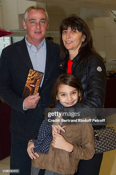 Anne Marcassus and daughter Giulia and husband Fabrice Le Ruyet pose before the Don Quichotte Ballet Hosted By 'Reve d'Enfants' Association and AROP...