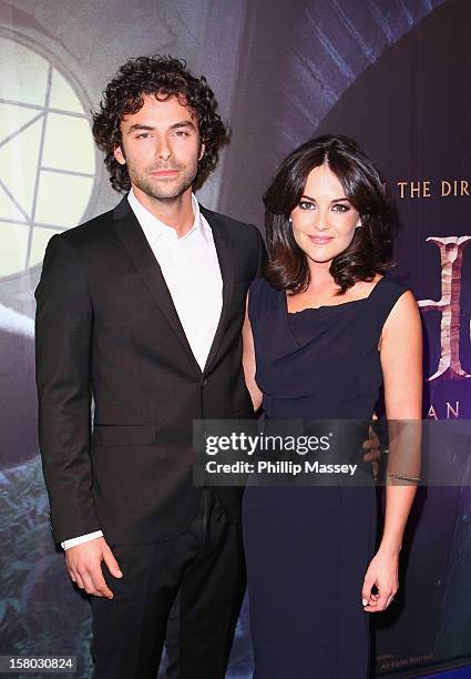 Aidan Turner and Sarah Greene attend the Irish Premiere of 'The Hobbit: An Unexpected Journey' at Cineworld on December 9, 2012 in Dublin, Ireland.