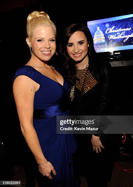 Megan Hilty and Demi Lovato attend TNT Christmas in Washington 2012 at National Building Museum on December 9, 2012 in Washington, DC....