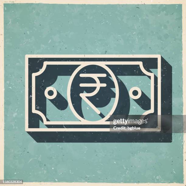 indian rupee banknote. icon in retro vintage style - old textured paper - 20 rupee note stock illustrations