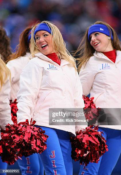 Members of the Buffalo Jills cheerleaders perform at Ralph Wilson Stadium on December 9, 2012 in Orchard Park, New York.