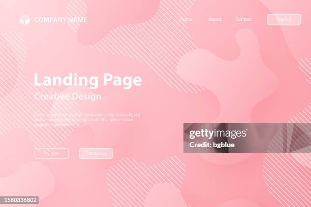 landing page template - abstract design with fluid shapes on pink gradient background - pink background stock illustrations