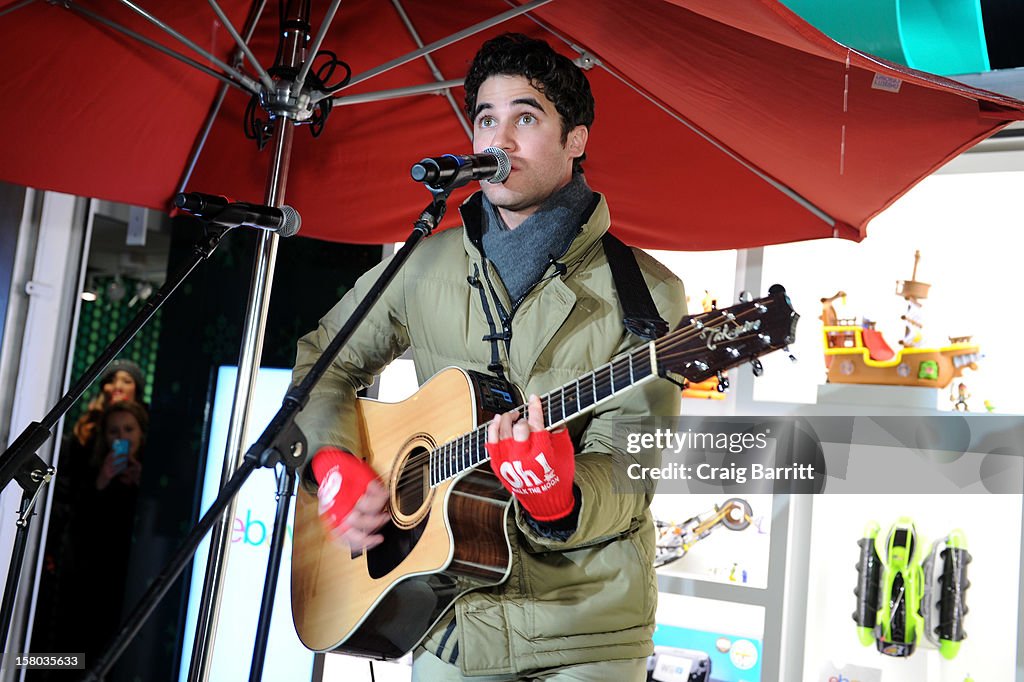 Glee's Darren Criss Performs Holiday Concert At The eBay Toy Box Pop-up