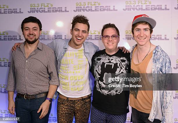 Musicians Eli Maiman, Kevin Ray, Sean Waugaman and Nicholas Petricca of Walk The Moon attend 93.3 FLZ's Jingle Ball 2012 at Tampa Bay Times Forum on...