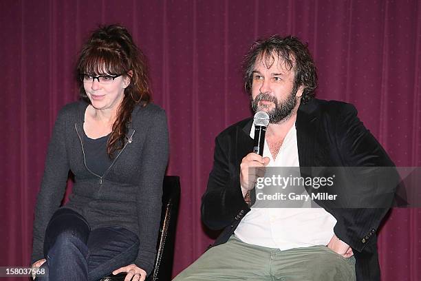 Fran Walsh and Peter Jackson speak after a screening of the new film "The Hobbit" during Ain't It Cool News's Butt-Numb-A-Thon 14 at the Alamo...