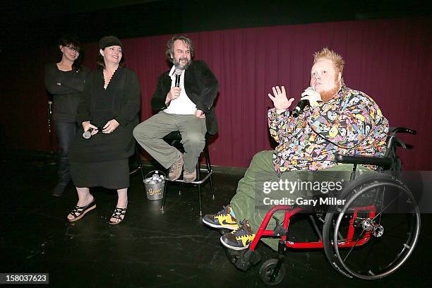 Fran Walsh, Philippa Boyens, Peter Jackson and Harry Knowles speak after a screening of the new film "The Hobbit" during Ain't It Cool News's...