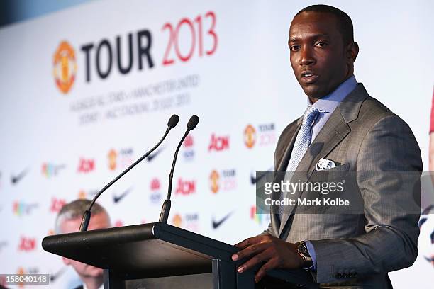 Dwight Yorke speaks to the media during a press conference at Museum of Contemporary Art on December 10, 2012 in Sydney, Australia. Manchester United...