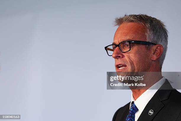 David Gallop speaks to the media during a press conference at Museum of Contemporary Art on December 10, 2012 in Sydney, Australia. Manchester United...