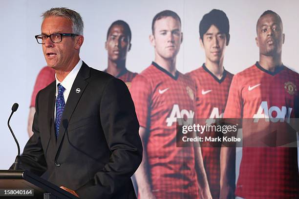 David Gallop speaks to the media during a press conference at Museum of Contemporary Art on December 10, 2012 in Sydney, Australia. Manchester United...