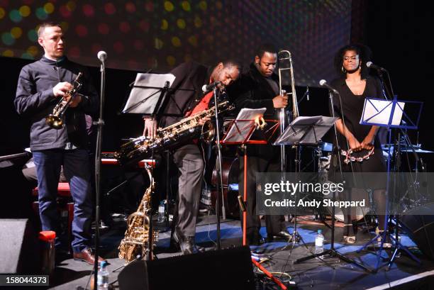 Sean Corby, Jason Yarde, Harry Brown and Velerie Etienne perform for the Jazz in the Round 2012 Christmas Special at The Cockpit Theatre on December...