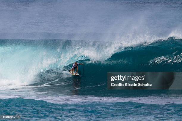 John John Florence of Hawaii surfs to an equal 13th during the Billabong Pipe Masters on December 9, 2012 in North Shore, Hawaii.