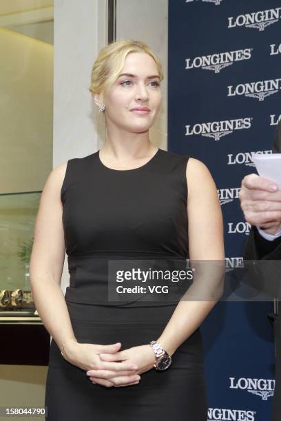 Actress Kate Winslet attends Longines store opening ceremony on December 9, 2012 in Hong Kong.