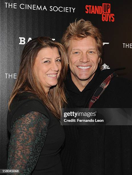 Dorothea Hurley and her husband musician Jon Bon Jovi attend the premiere of "Stand Up Guys" hosted by The Cinema Society with Chrysler and Bally at...