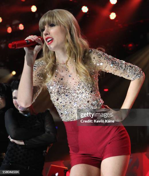 Taylor Swift performs during Z100's Jingle Ball 2012 presented by Aeropostale at Madison Square Garden on December 7, 2012 in New York City.