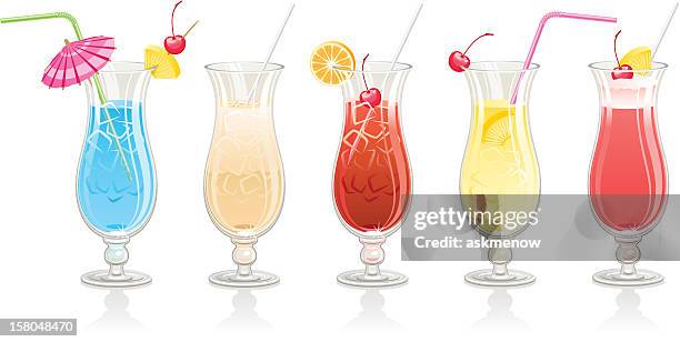 illustrazioni stock, clip art, cartoni animati e icone di tendenza di altri cinque cocktail - piña colada