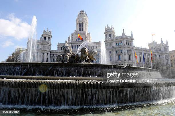 The Cibeles fountain in centre of Madrid on February 14, 2010. AFP PHOTO / DOMINIQUE FAGET