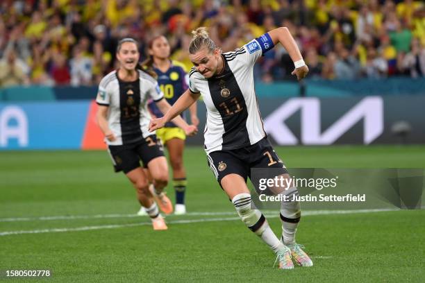 Alexandra Popp of Germany celebrates after scoring her team's first goal via penalty during the FIFA Women's World Cup Australia & New Zealand 2023...