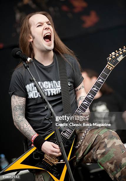Alexi Laiho from Children of Bodom, live onstage at Download Festival 2011, Donington Park, Leicester, June 10, 2011.