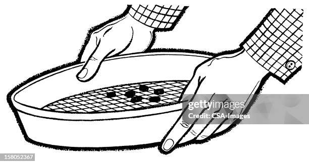 panning for gold - sifting stock illustrations