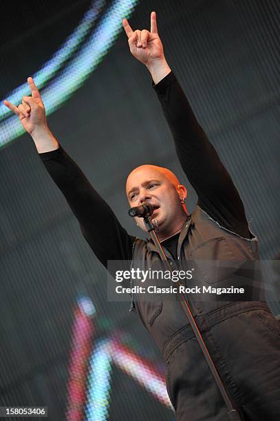 David Draiman from Disturbed, live onstage at Download Festival 2011, Donington Park, Leicester, June 12, 2011.