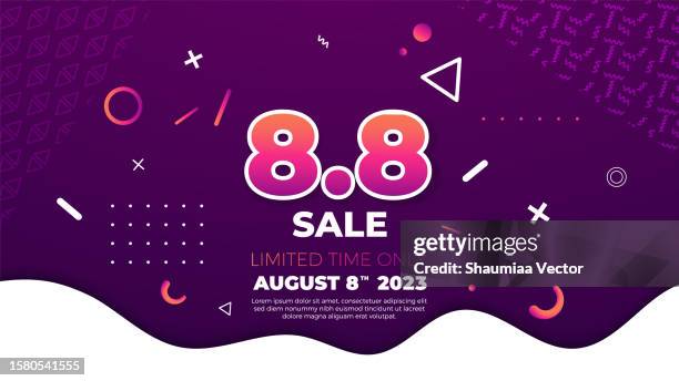 8 8 sale banner promotion background with gradient abstract background design - flash sale stock illustrations