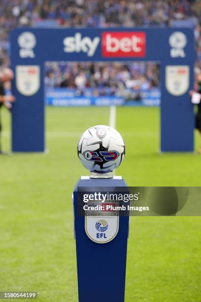 The match ball ready for kick off ahead of the Sky Bet Championship match between Leicester City and Coventry City at King Power Stadium on August 6,...