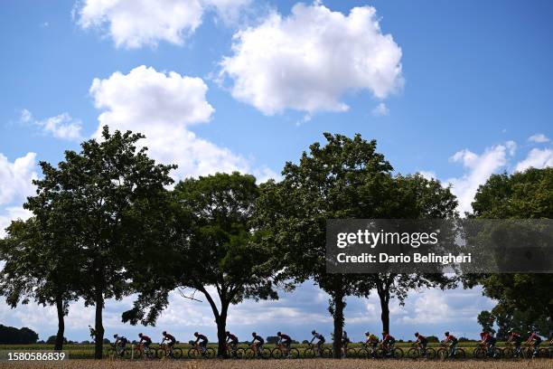 General view of the peloton passing through a landscape during the 80th Tour de Pologne 2023, Stage 2 a 202.9km stage from Leszno to Karpacz 813m /...