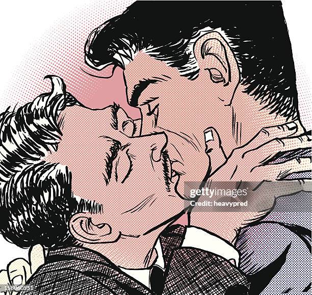 bildbanksillustrationer, clip art samt tecknat material och ikoner med gay kiss - of-gay-men-kissing