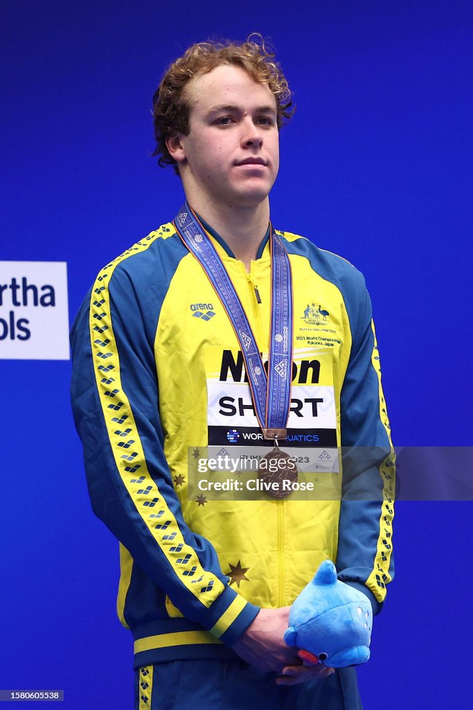 Bronze medallist Sam Short of Team Australia poses during the medal ...
