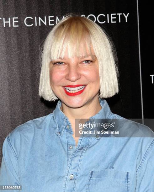 Sia Furler attends The Cinema Society With Chrysler & Bally premiere of "Stand Up Guys" at Museum of Modern Art on December 9, 2012 in New York City.