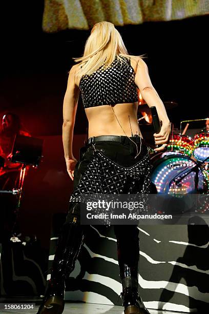 Singer Gwen Stefani of No Doubt performs onstage at the 23rd Annual KROQ Almost Acoustic Christmas at Gibson Amphitheatre on December 9, 2012 in...