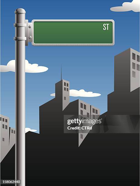 bildbanksillustrationer, clip art samt tecknat material och ikoner med street sign - town stock illustrations