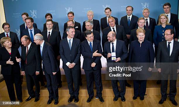 German Chancellor Angela Merkel, Romanian President Traian Basescu, Norway's Prime Minister Jens Stoltenberg, President of the European Commission...
