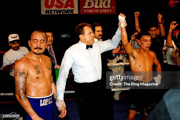 Hector Lopez react to losing the fight against Kostya Tszyu at the Hyatt Regency, Tampa, Florida. Kostya Tszyu won by a UD 10.