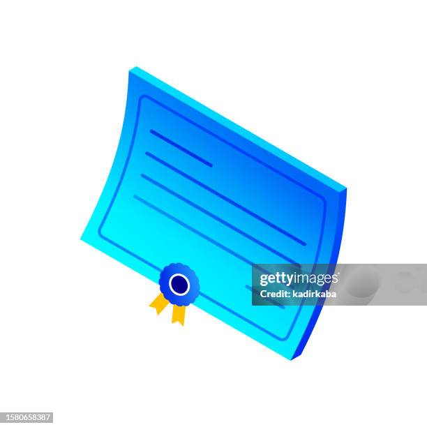 ilustrações de stock, clip art, desenhos animados e ícones de vector illustration of certificate isometric icon and three dimensional design. - certification-icon