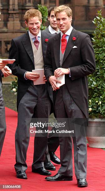 Prince William & Prince Harry Attend The Wedding Of Lady Tamara Katherine Grosvenor & Edward Van Cutsem At Chester Cathedral. .
